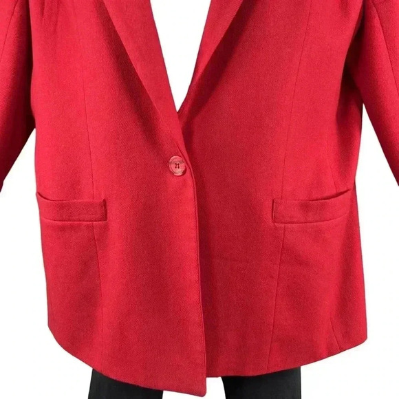 DUMAS Womens Sz XL 100% Pure Wool Blazer Lined Holiday Red Career Wear Old Money - Picture 5 of 16